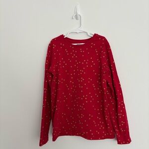 Hanna Andersson Shirt Size 12 Red Gold Long Sleeve Foil Dot Tee 100% Cotton
